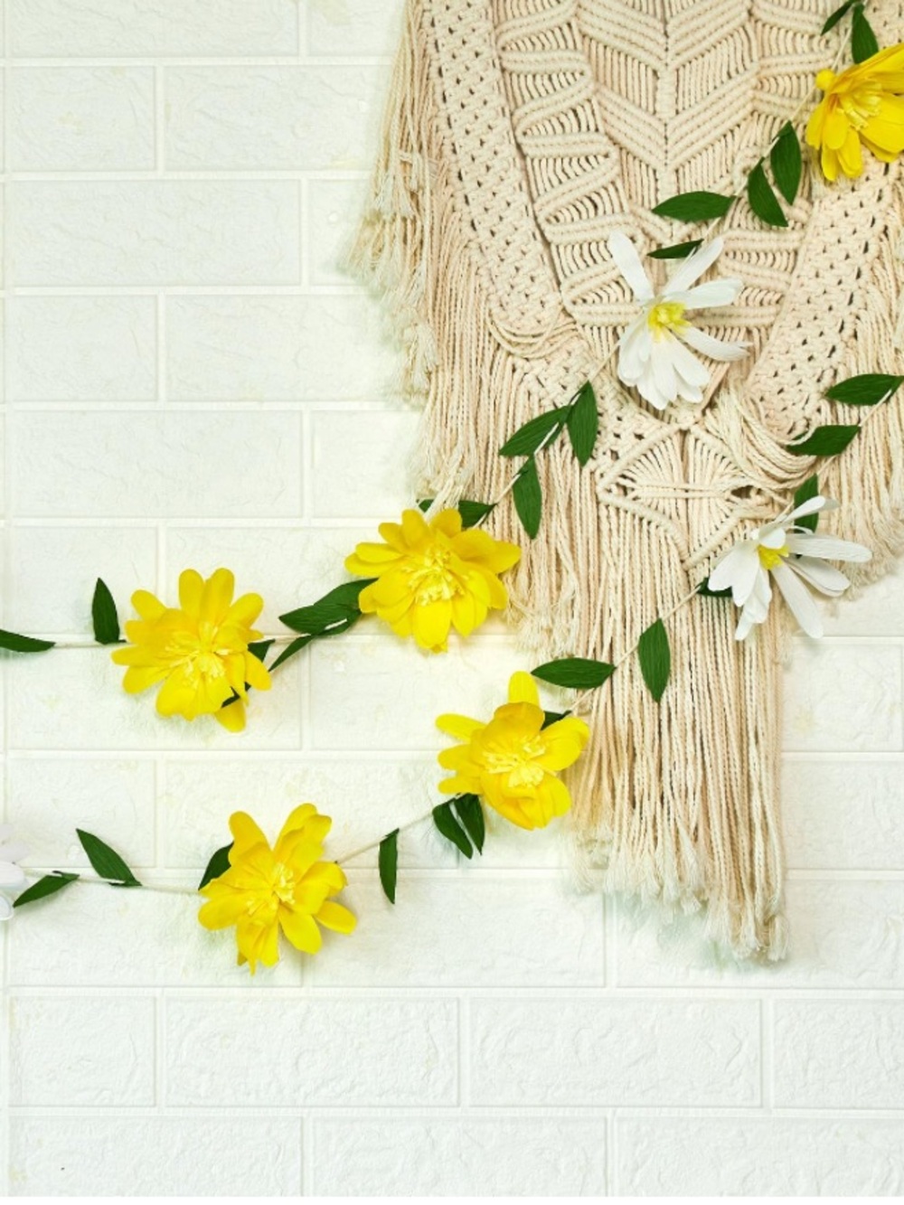 Decorative YELLOW Crepe Flower Banner